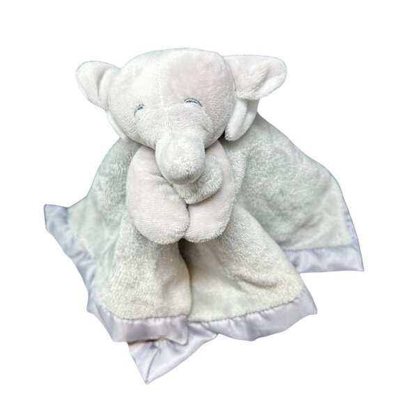 Carters Gray Elephant Security Blanket Satin Trim 14in Baby Lovey Plush Blankie - Picture 2 of 12